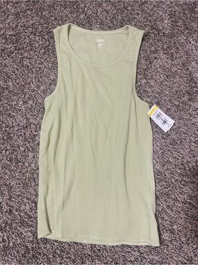 Colour Crew Scoop Neck Ribbed Tank - Sage Green